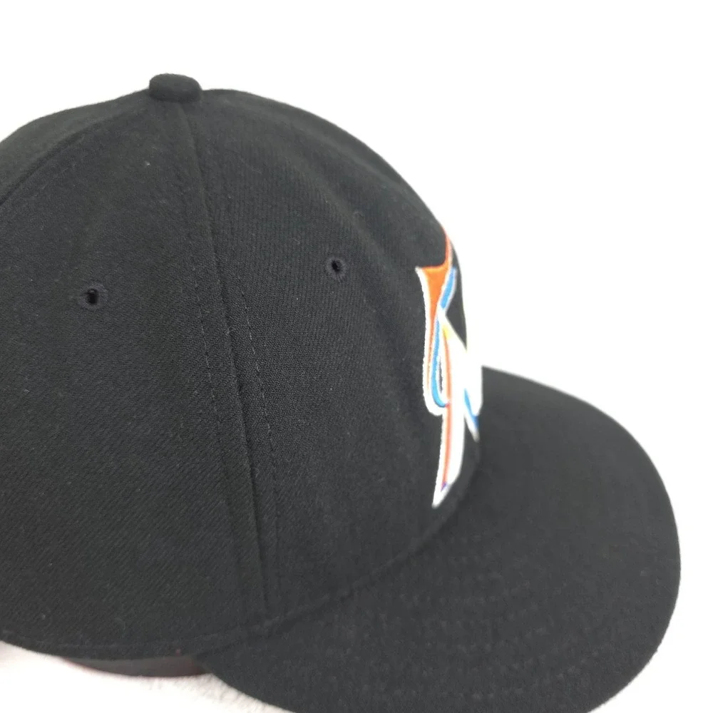 Miami Marlins Hat Players On‎ Field Cap Fitted 7 5/8 Black MLB Made In USA Men